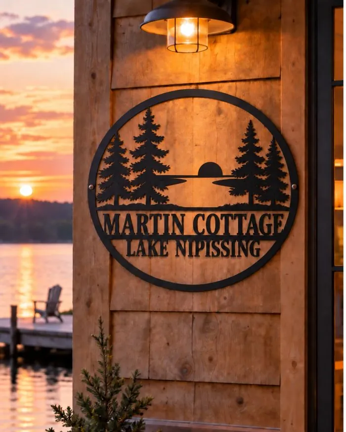 Lake Nipissing Cottage sign personalized for the Martin cottage