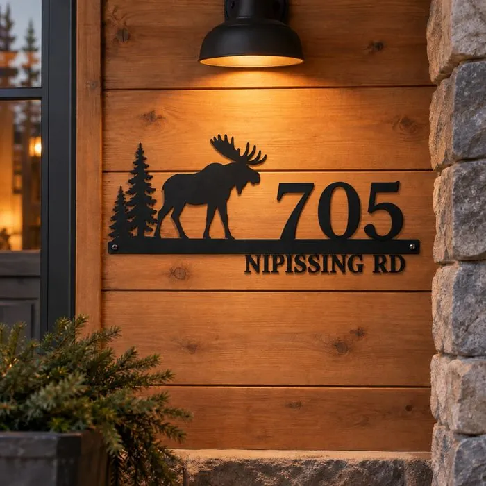 Moose & Pines Address sign