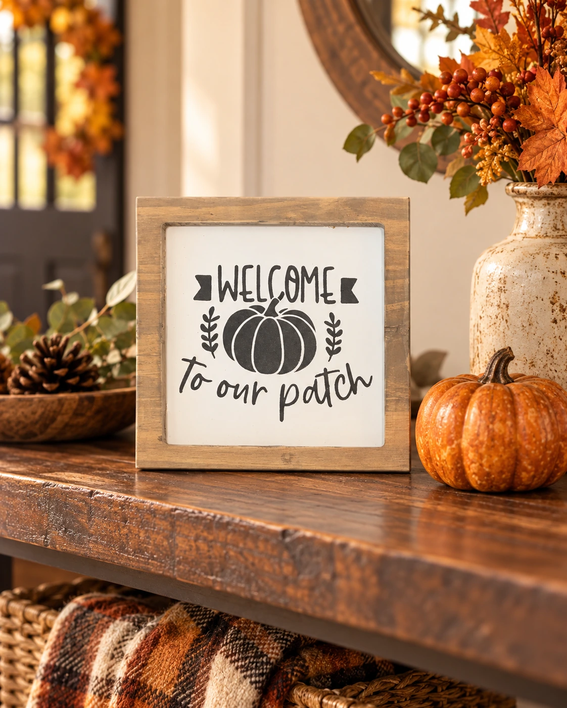 Fall Mini Signs displayed in a warm styled setting