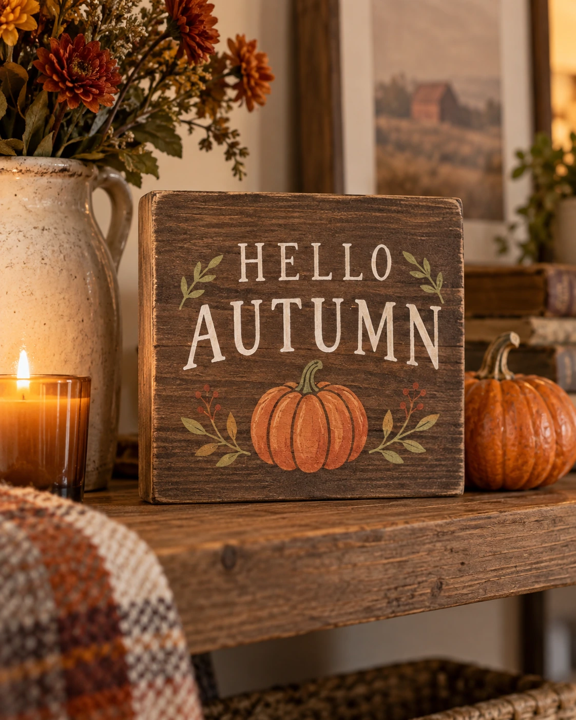 Hello Autumn rustic sign