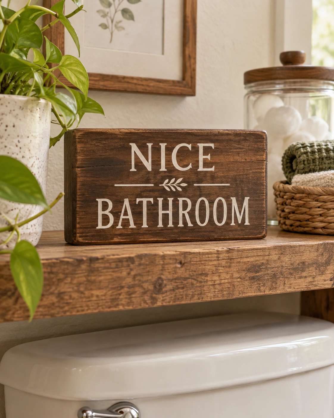 Nice Bathroom displayed in a warm styled setting