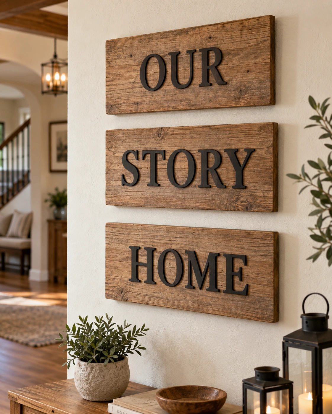 Our Story displayed in a warm styled setting