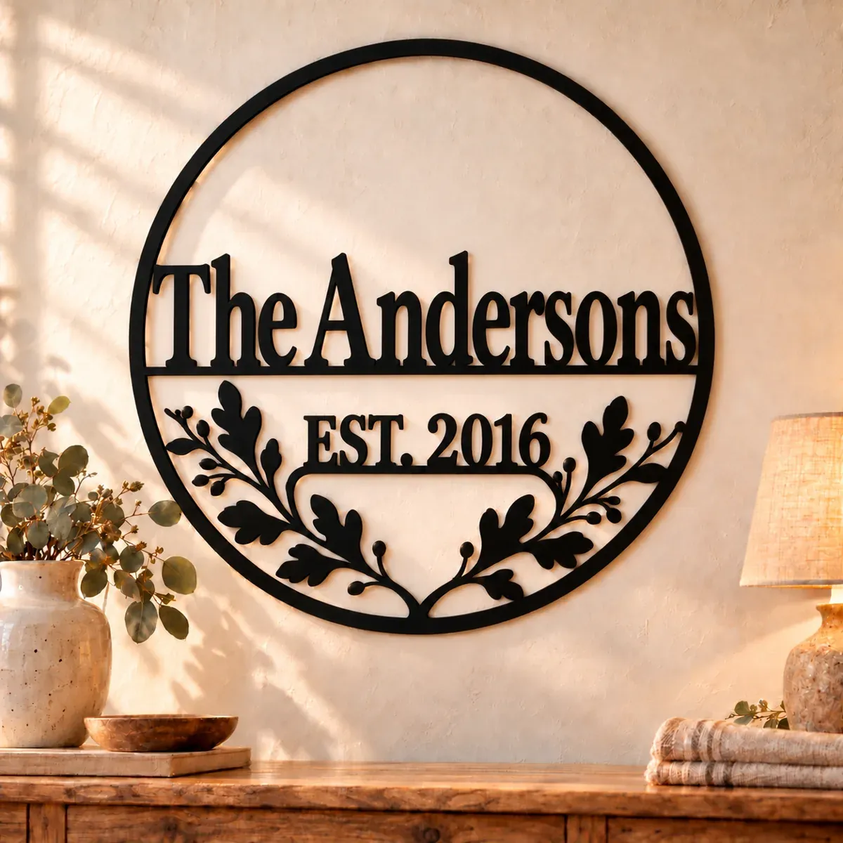 The Andersons Family Sign personalized black metal sign design