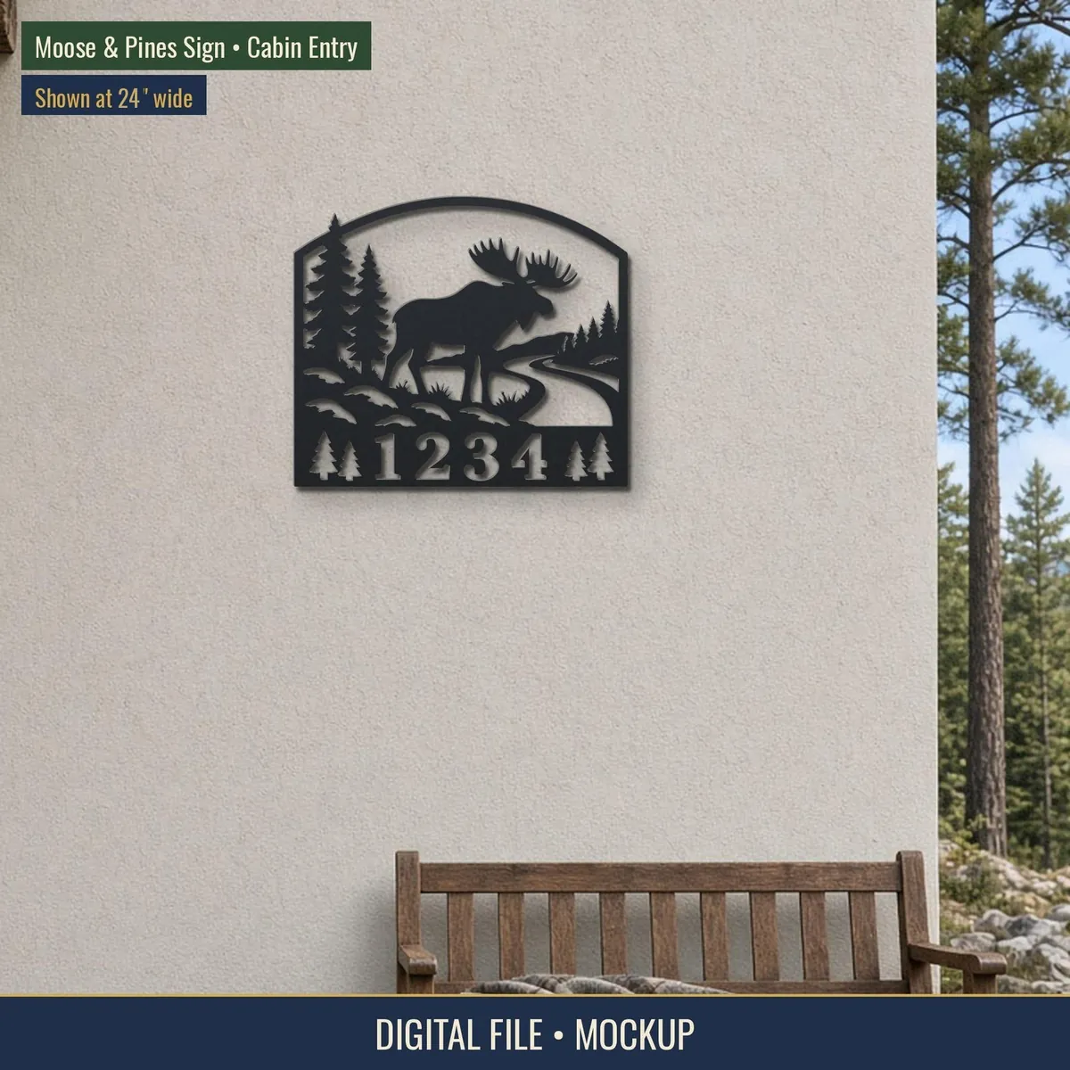 Moose Road Address Sign personalized black metal sign design