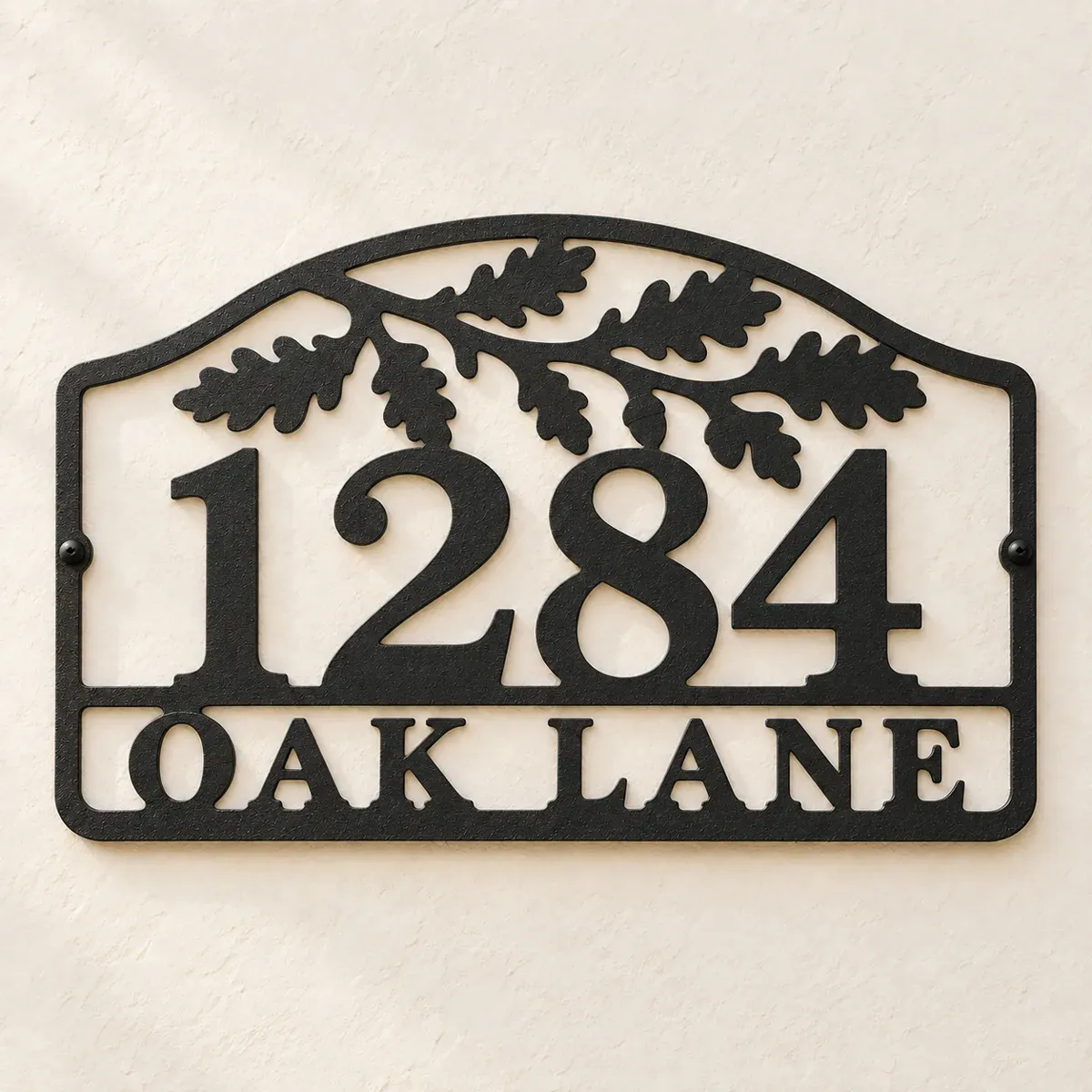 Oak Lane Address Sign personalized black metal sign design