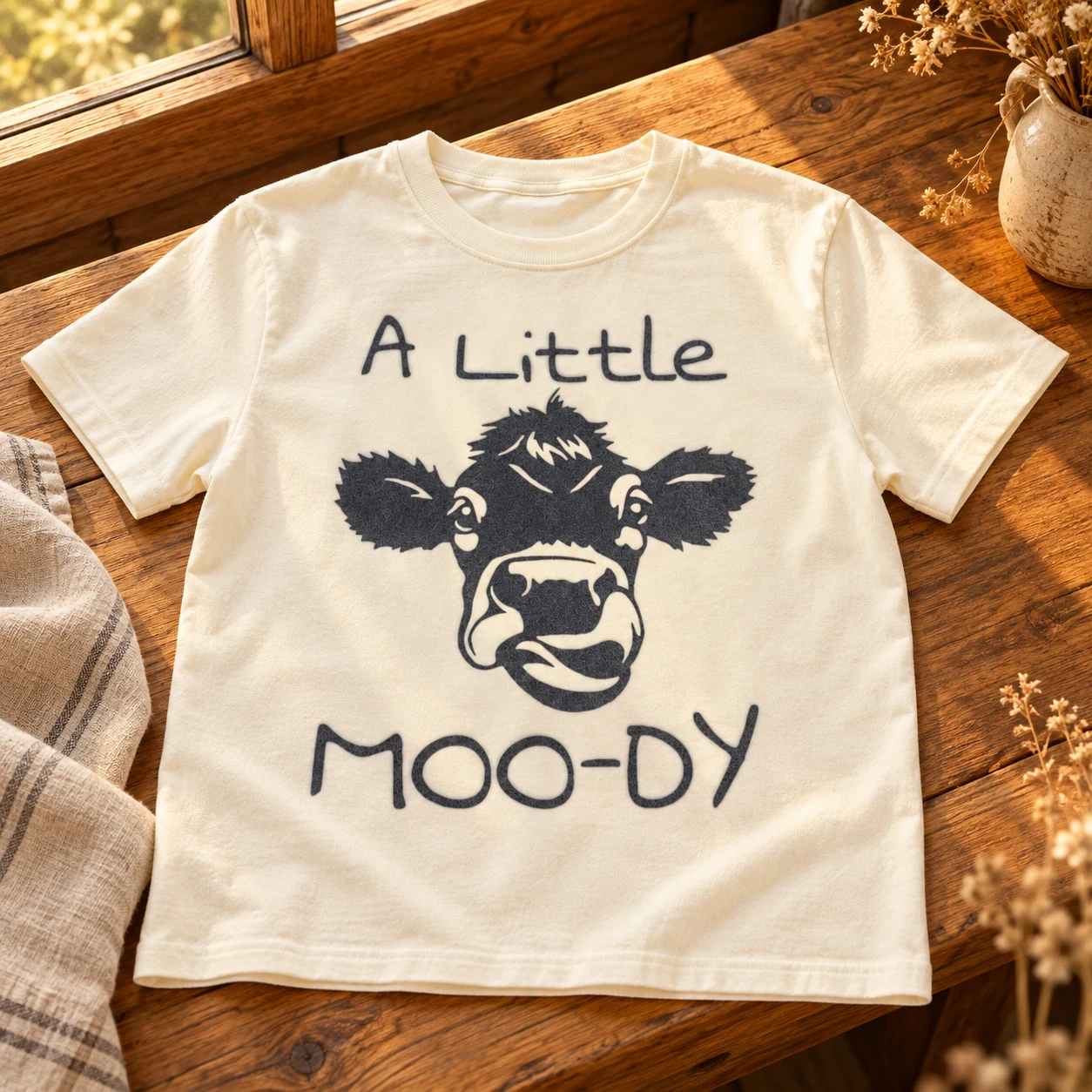 A Little Moody T-Shirt in a warm styled setting