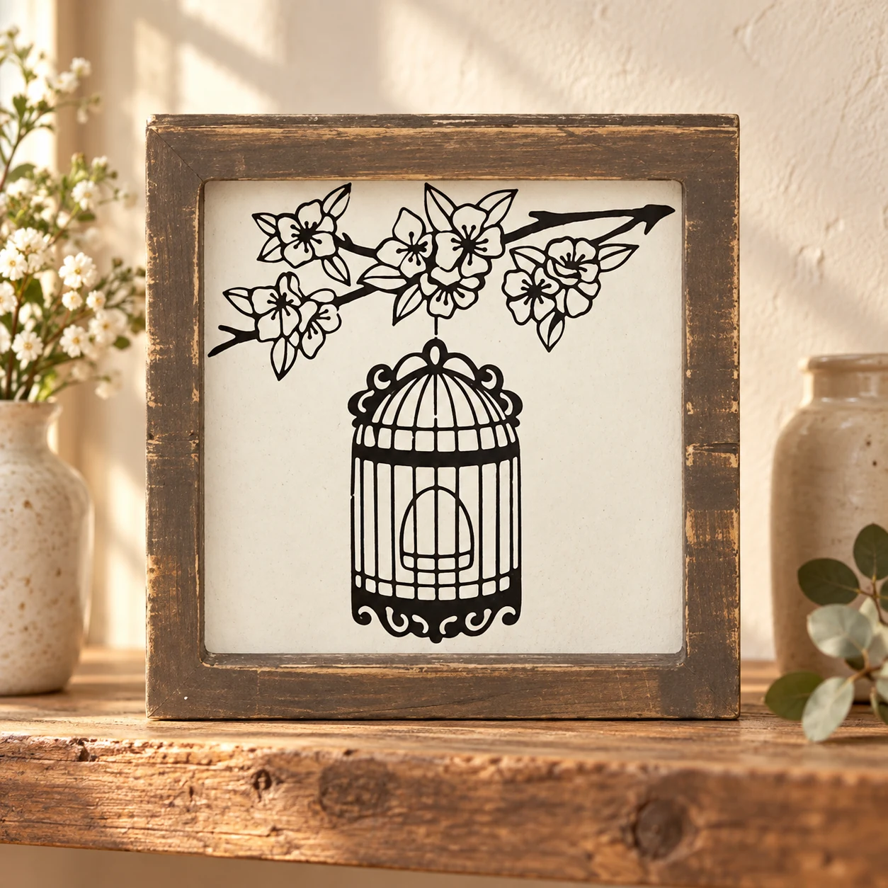 Blossoming Birdcage in a warm styled setting