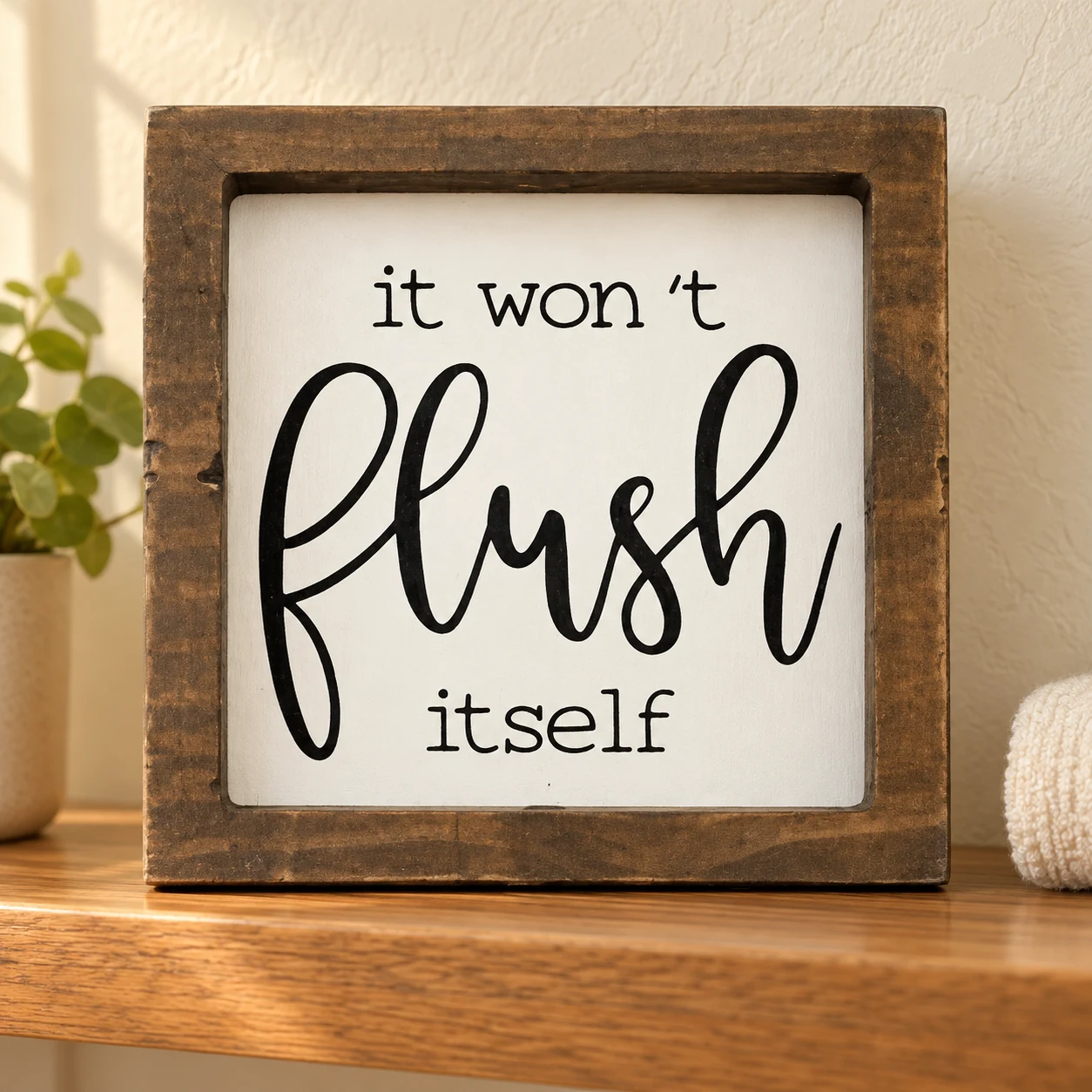 It Won't Flush Itself in a warm styled setting